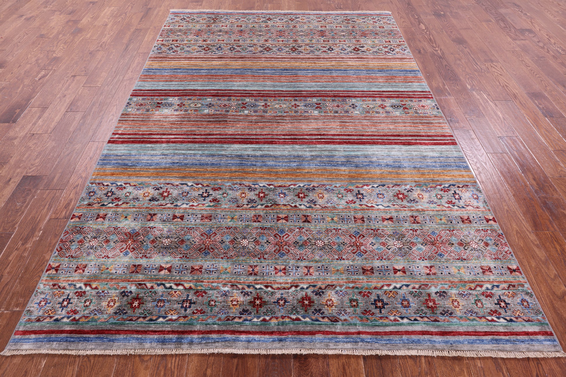 Khorjin Persian Gabbeh Handmade Wool Rug - 6' 8" X 9' 8" - Golden Nile