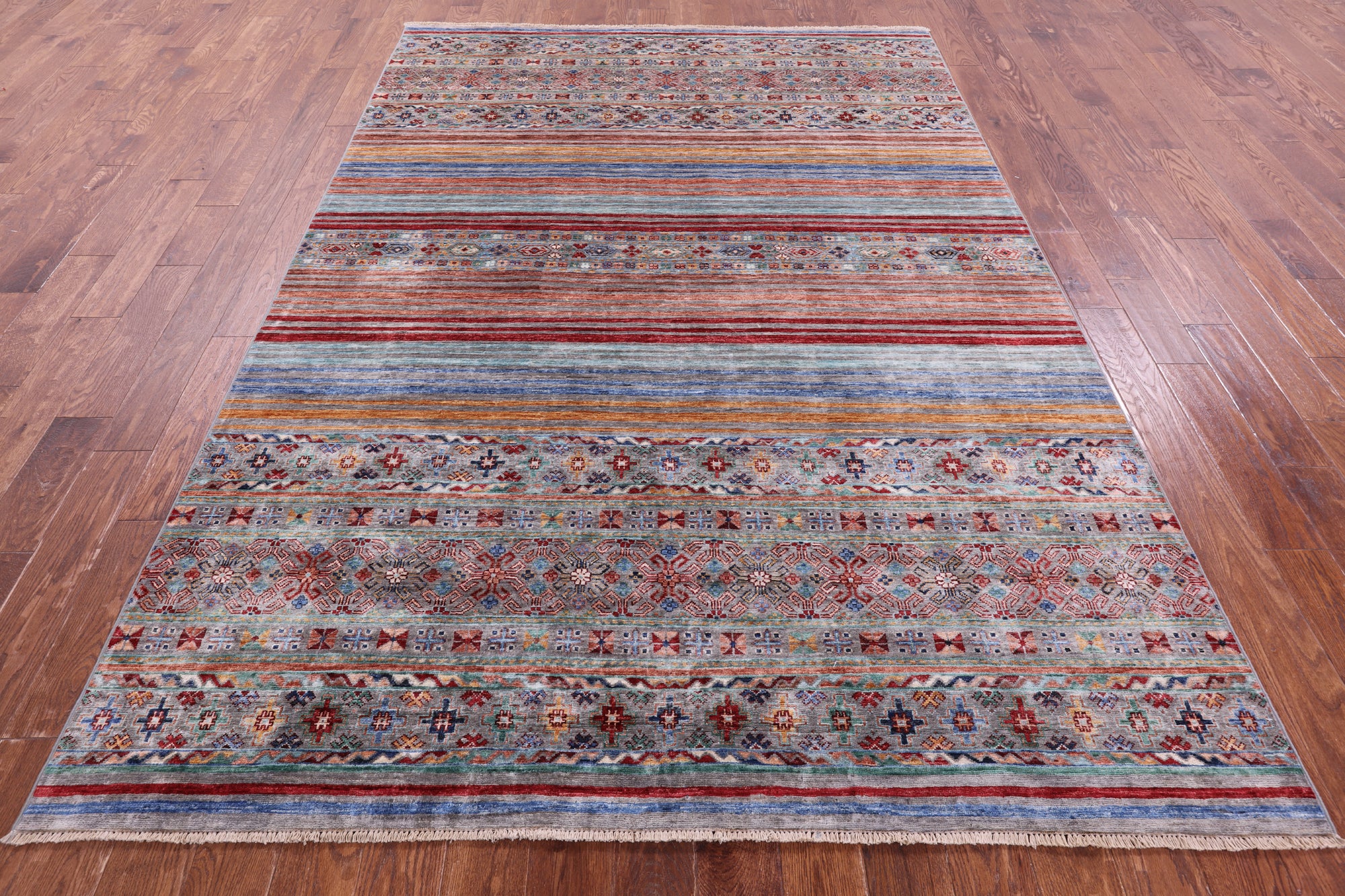 Khorjin Persian Gabbeh Handmade Wool Rug - 6' 8" X 9' 8" - Golden Nile