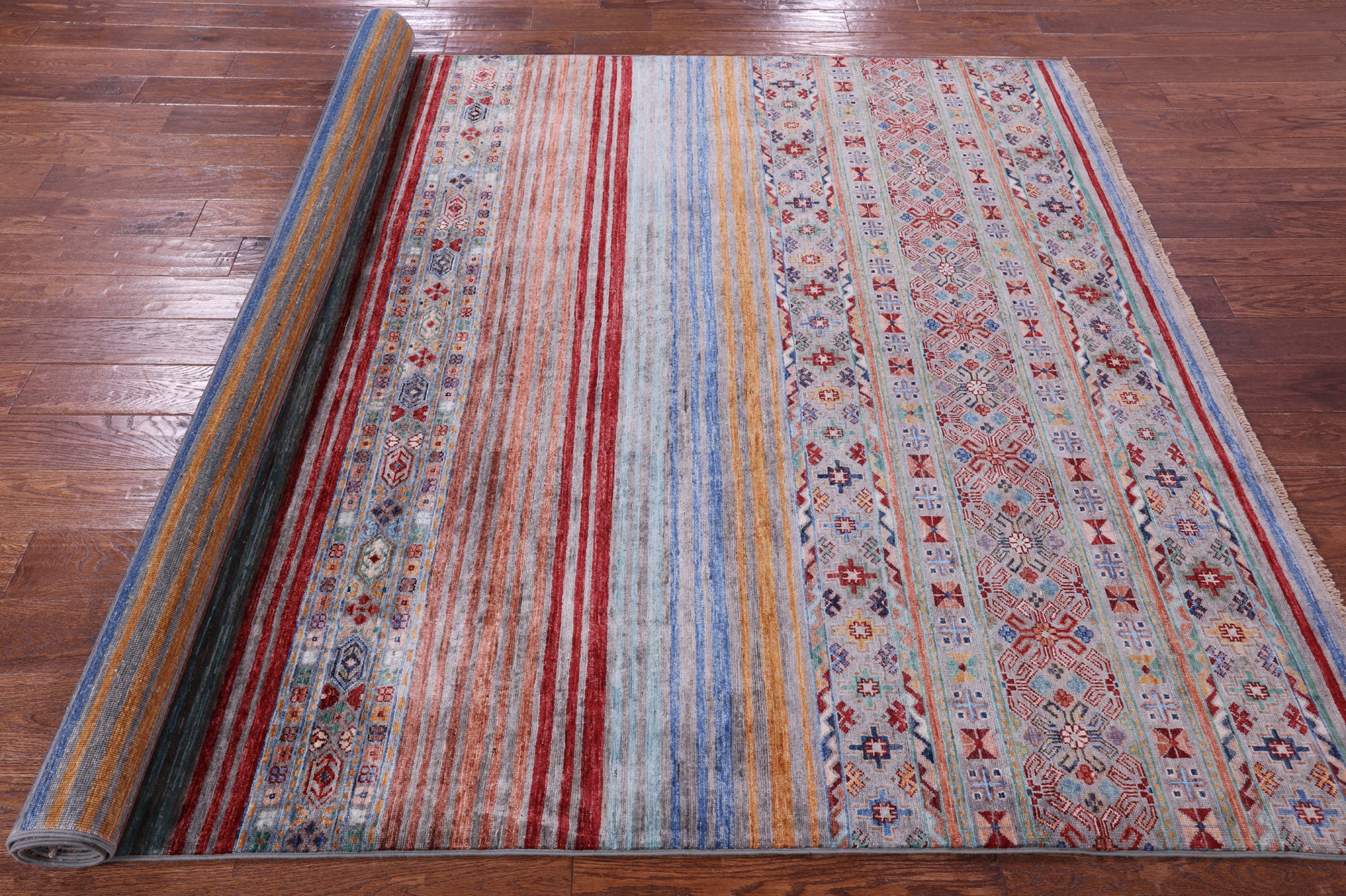 Khorjin Persian Gabbeh Handmade Wool Rug - 6' 8" X 9' 8" - Golden Nile