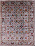 Grey Peshawar Hand Knotted Wool Rug - 9' 1" X 11' 11" - Golden Nile