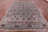 Grey Peshawar Hand Knotted Wool Rug - 9' 1" X 11' 11" - Golden Nile