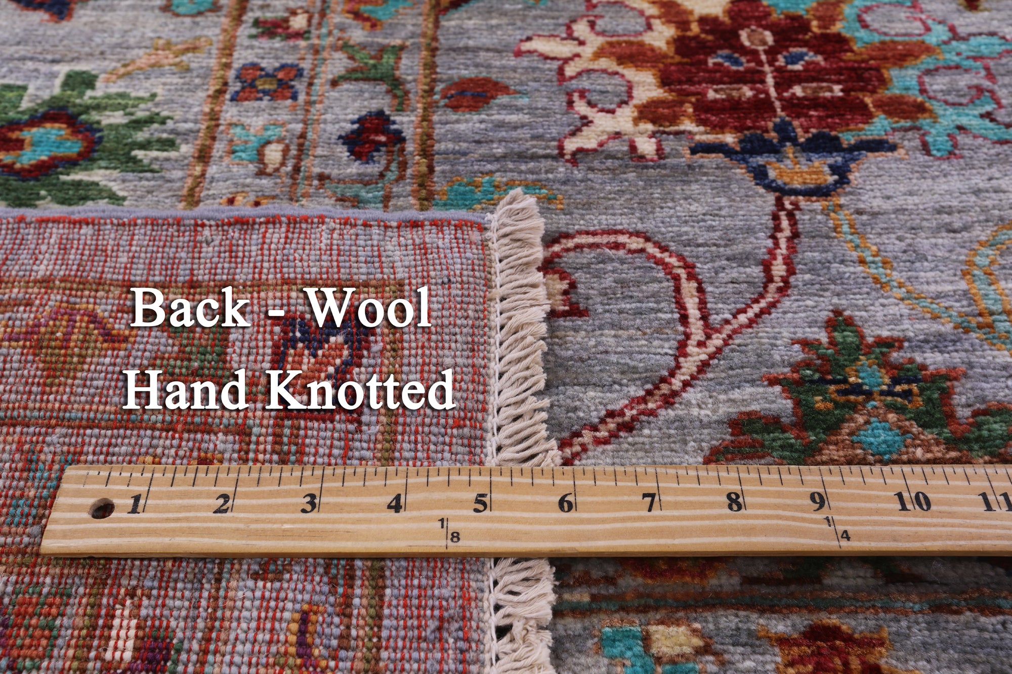 Grey Peshawar Hand Knotted Wool Rug - 9' 1" X 11' 11" - Golden Nile