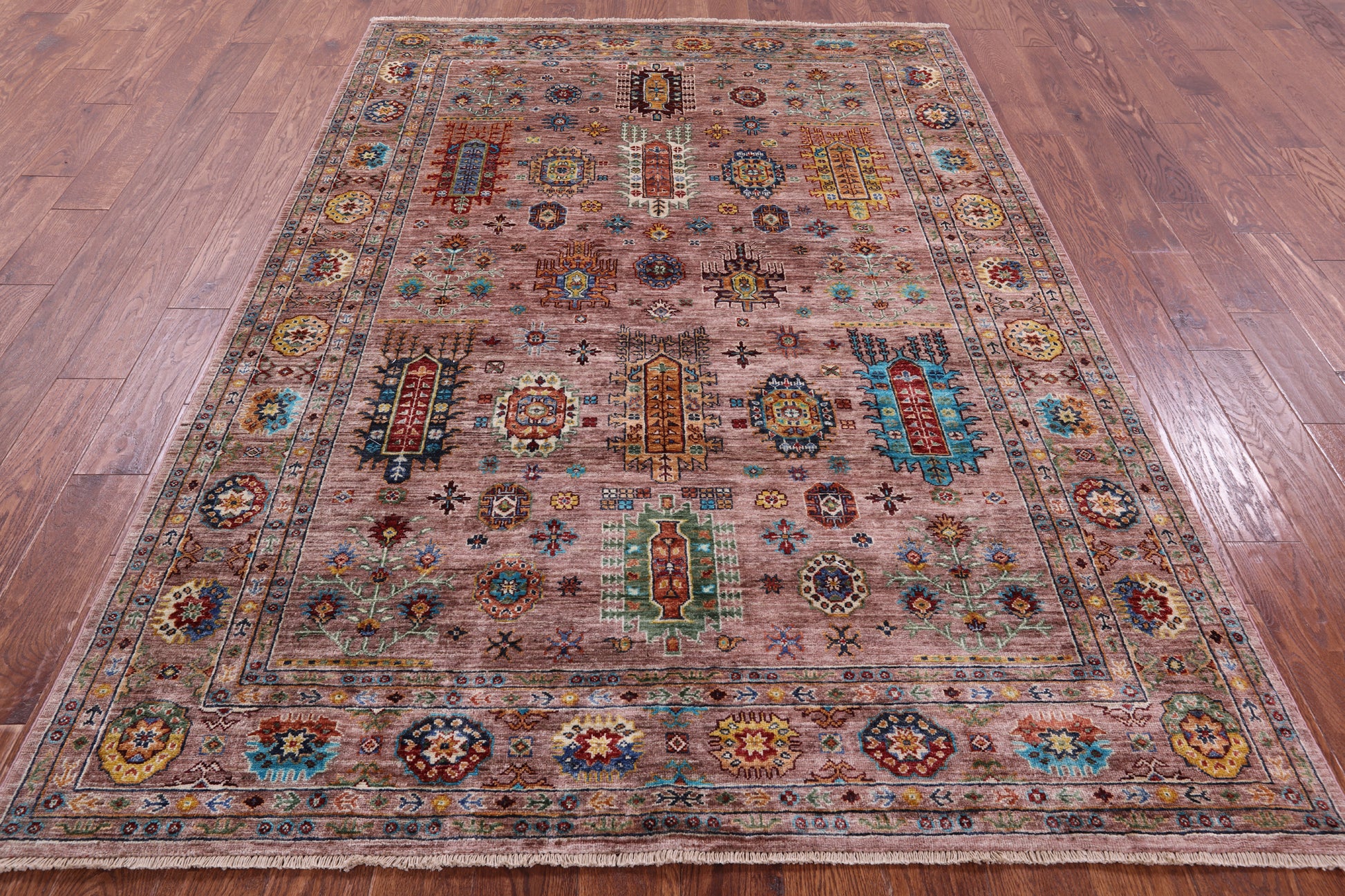 Turkmen Ersari Handmade Wool Rug - 5' 9" X 8' 3" - Golden Nile