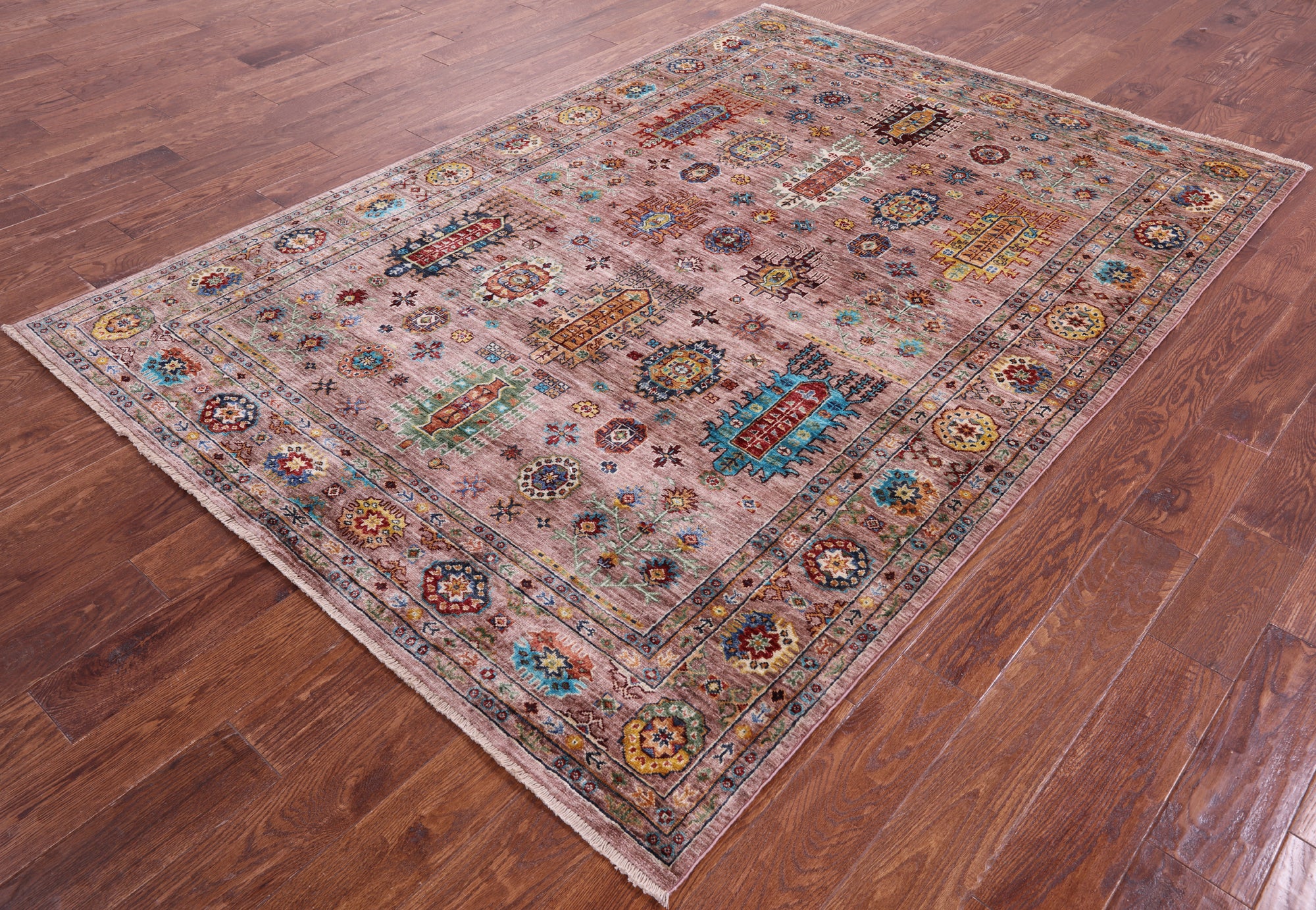 Turkmen Ersari Handmade Wool Rug - 5' 9" X 8' 3" - Golden Nile