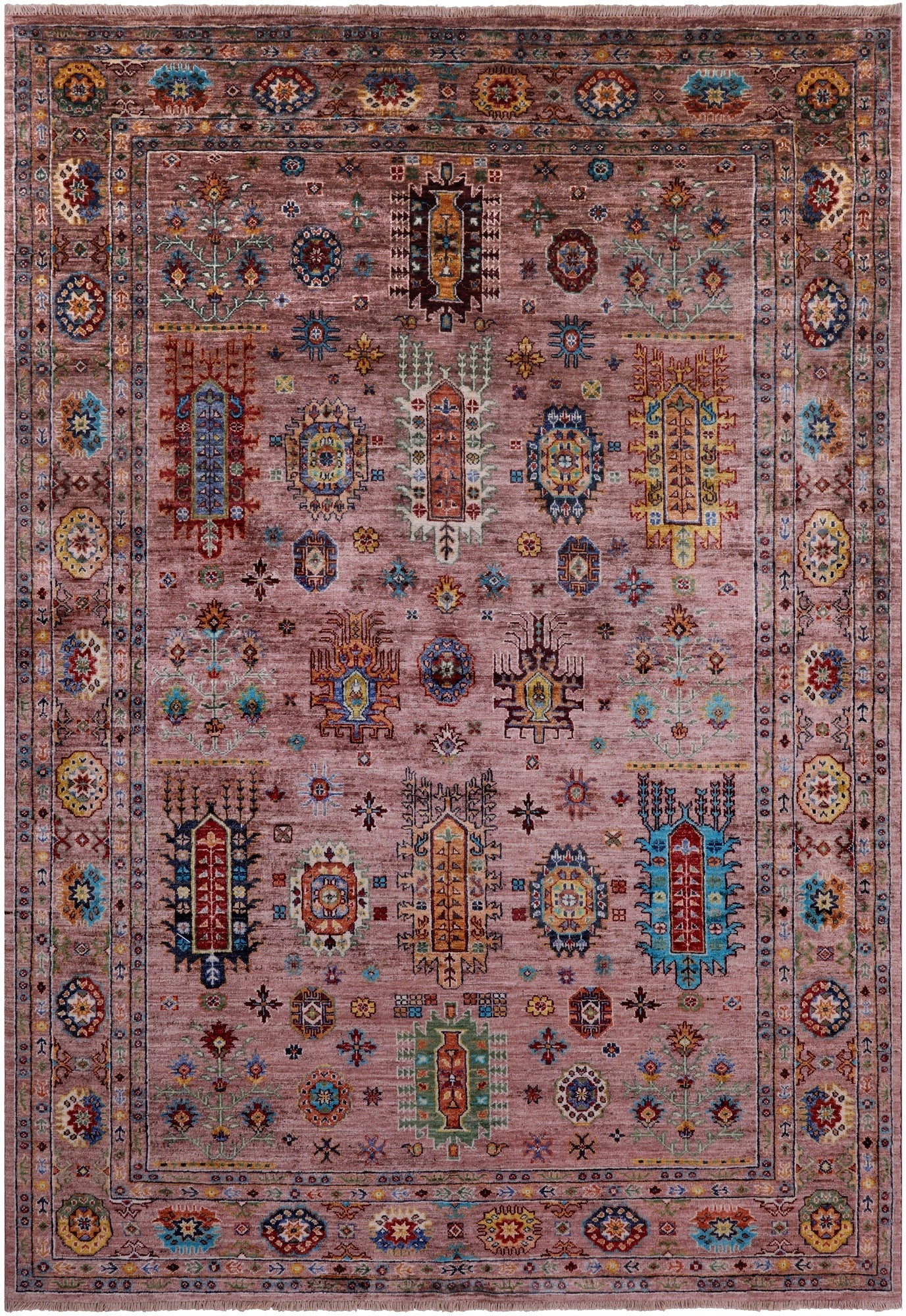 Turkmen Ersari Handmade Wool Rug - 5' 9" X 8' 3" - Golden Nile