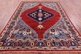 Red Persian Fine Serapi Handmade Wool Rug - 7' 5" X 9' 10" - Golden Nile