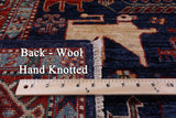 Blue Persian Fine Serapi Hand Knotted Wool Rug - 6' 5" X 8' 4" - Golden Nile