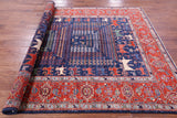 Blue Persian Fine Serapi Hand Knotted Wool Rug - 6' 5" X 8' 4" - Golden Nile