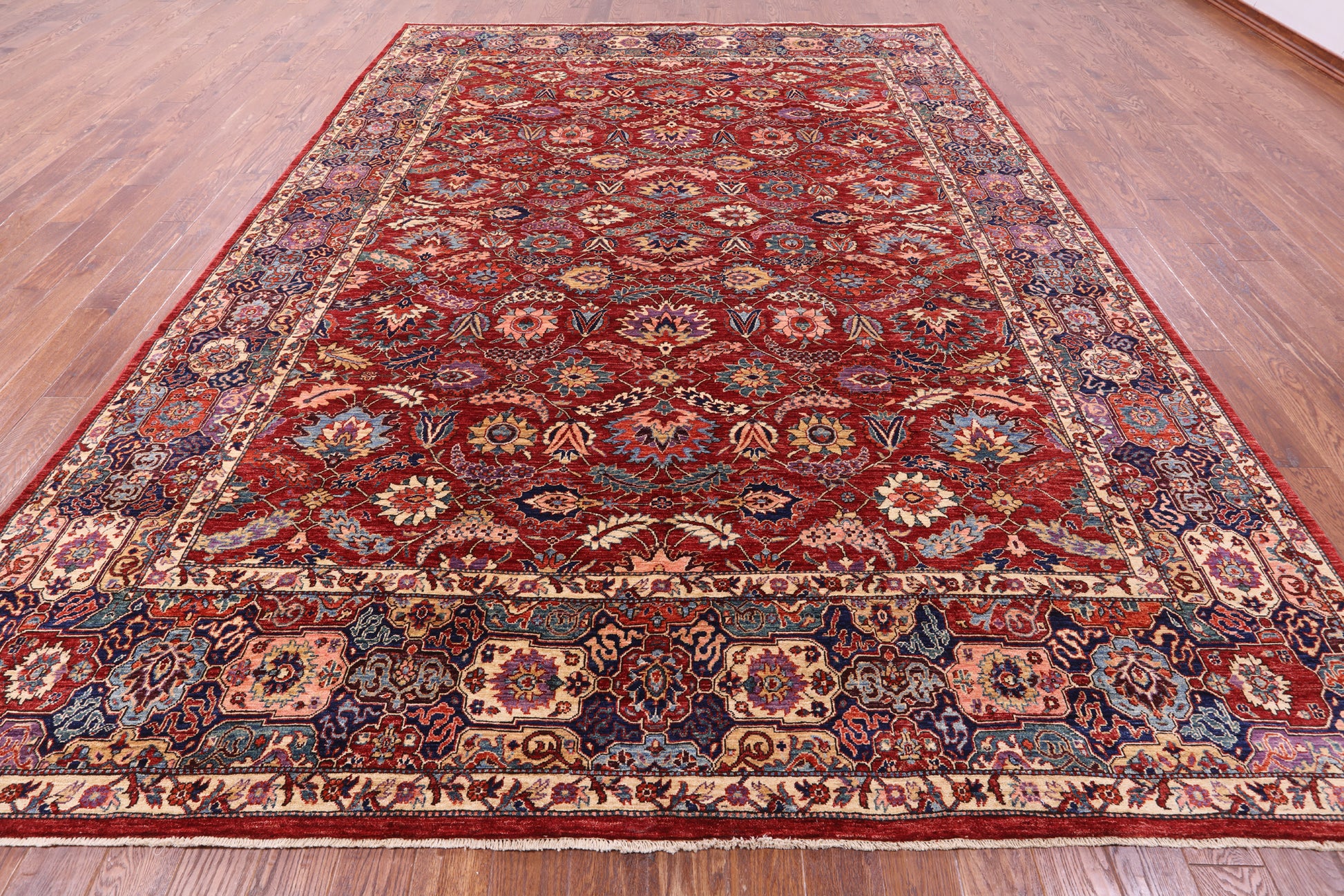 Red Persian Fine Serapi Hand Knotted Wool Rug - 9' 10" X 13' 6" - Golden Nile
