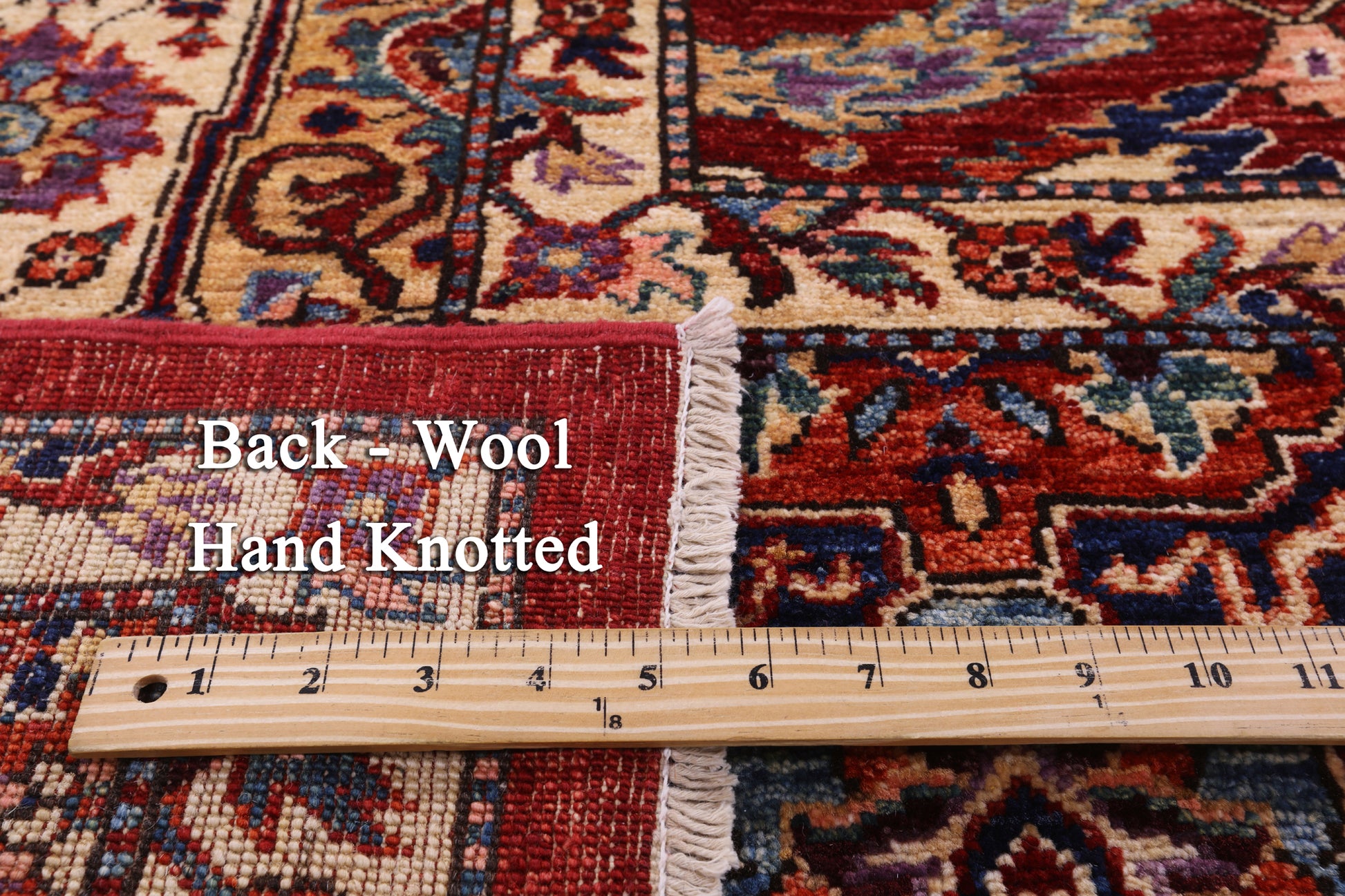 Red Persian Fine Serapi Hand Knotted Wool Rug - 9' 10" X 13' 6" - Golden Nile