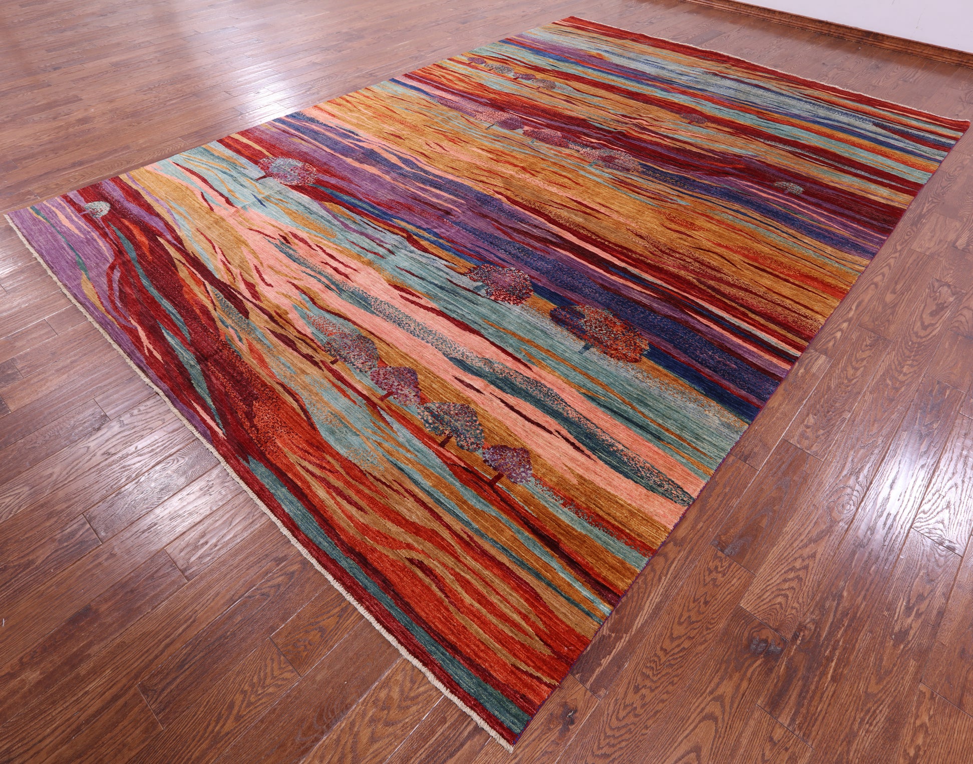 Tribal Persian Gabbeh Handmade Wool Rug - 9' 6" X 13' 7" - Golden Nile