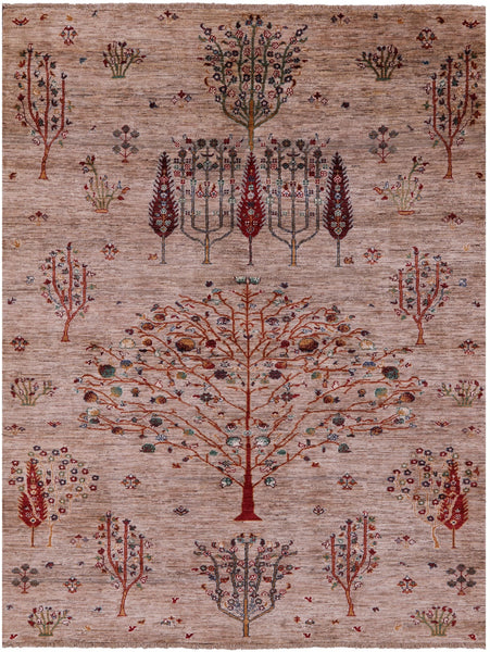 Tribal Persian Gabbeh Hand Knotted Wool Rug - 6' 0" X 7' 9" - Golden Nile