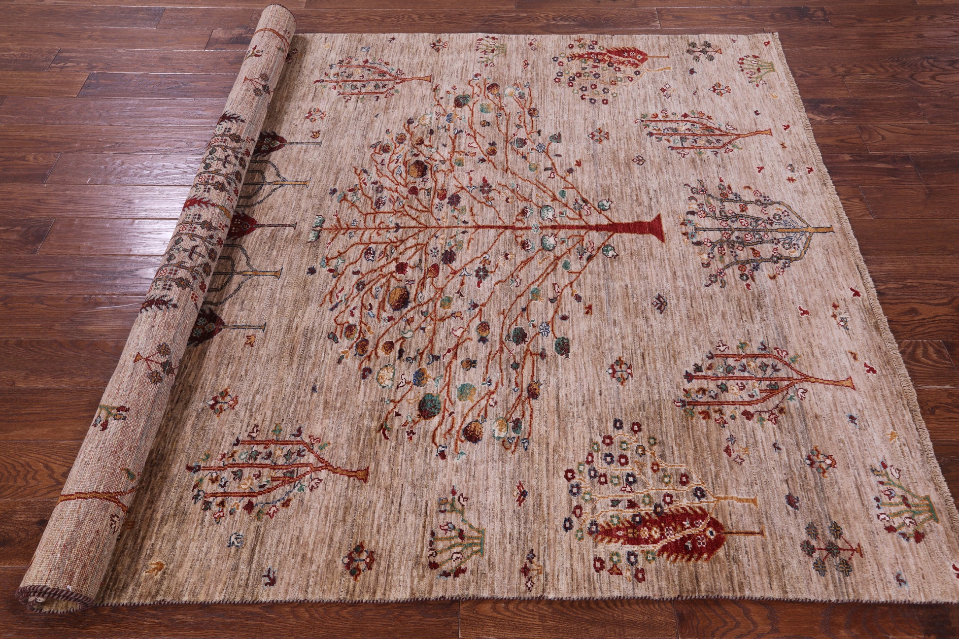 Tribal Persian Gabbeh Hand Knotted Wool Rug - 6' 0" X 7' 9" - Golden Nile