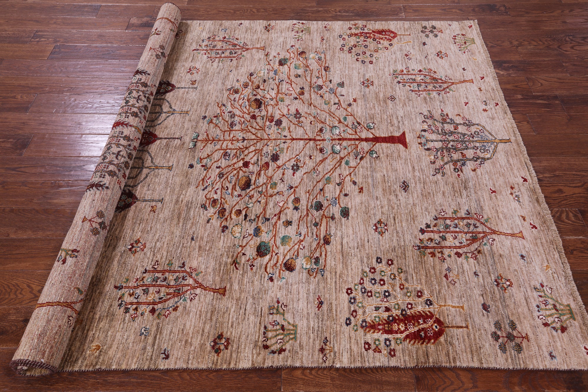 Tribal Persian Gabbeh Hand Knotted Wool Rug - 6' 0" X 7' 9" - Golden Nile