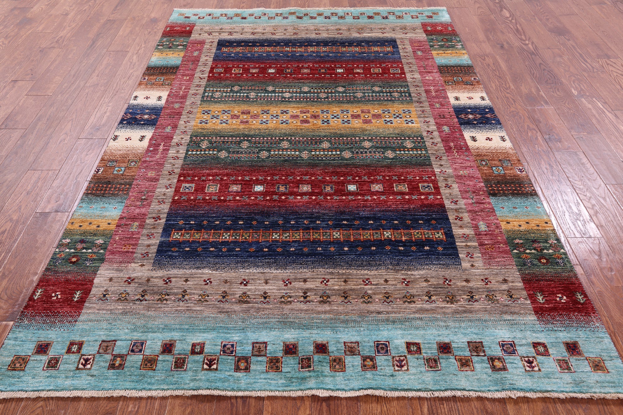 Persian Gabbeh Tribal Hand Knotted Wool Rug - 5' 8" X 8' 3" - Golden Nile
