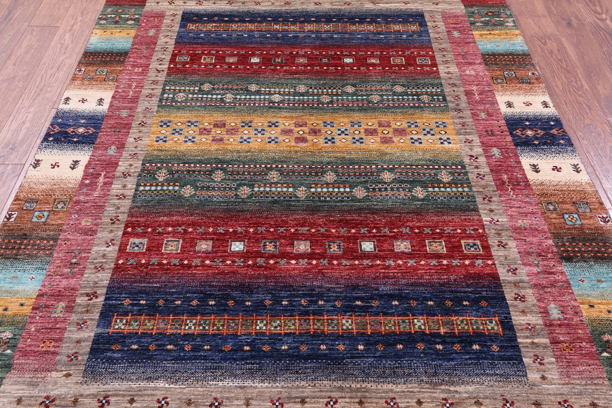 Persian Gabbeh Tribal Hand Knotted Wool Rug - 5' 8" X 8' 3" - Golden Nile