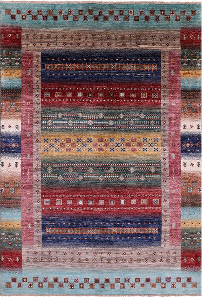 Persian Gabbeh Tribal Hand Knotted Wool Rug - 5' 8" X 8' 3" - Golden Nile