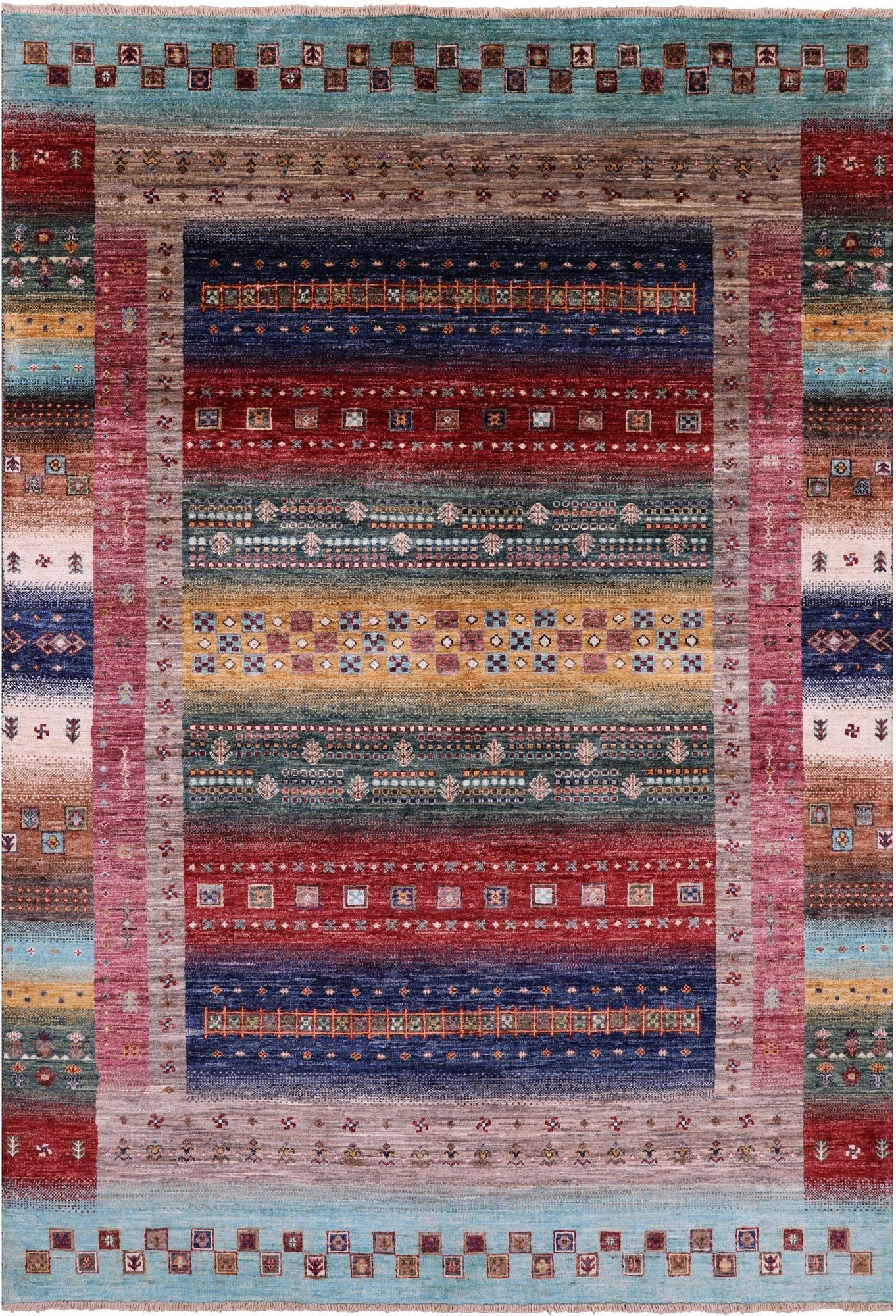 Persian Gabbeh Tribal Hand Knotted Wool Rug - 5' 8" X 8' 3" - Golden Nile