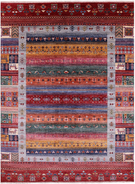 Tribal Persian Gabbeh Handmade Wool Rug - 5' 8" X 7' 10" - Golden Nile