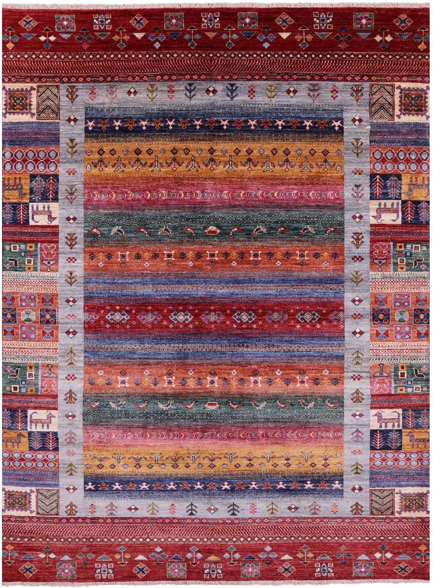 Tribal Persian Gabbeh Handmade Wool Rug - 5' 8" X 7' 10" - Golden Nile