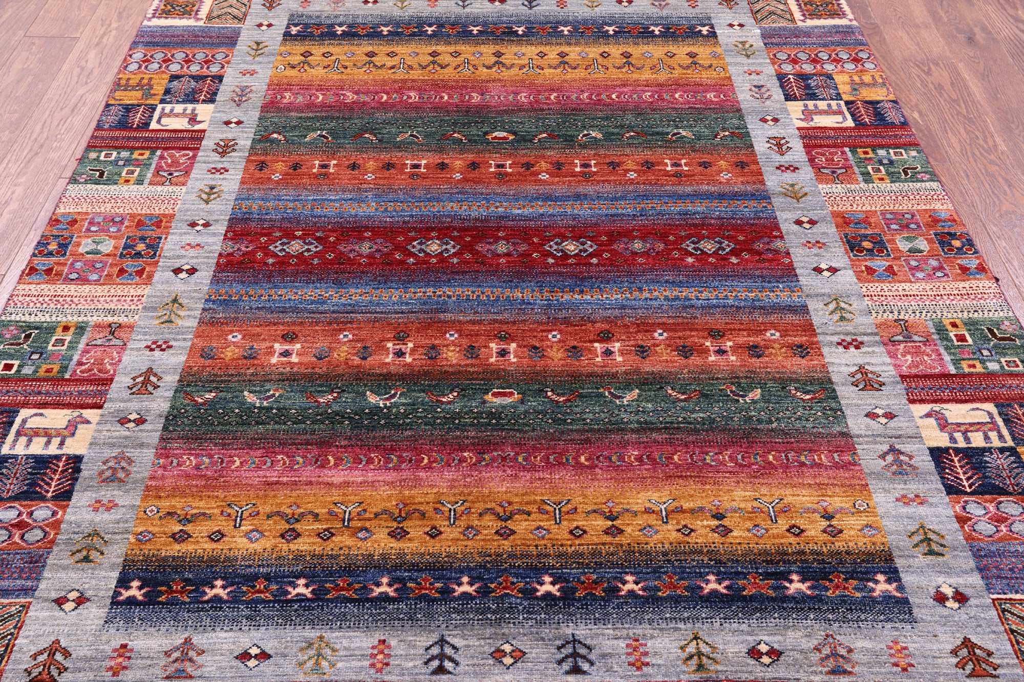 Tribal Persian Gabbeh Handmade Wool Rug - 5' 8" X 7' 10" - Golden Nile