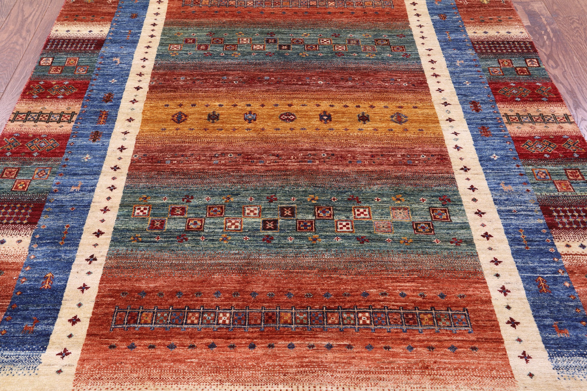 Tribal Persian Gabbeh Hand Knotted Wool Rug - 5' 8" X 8' 2" - Golden Nile