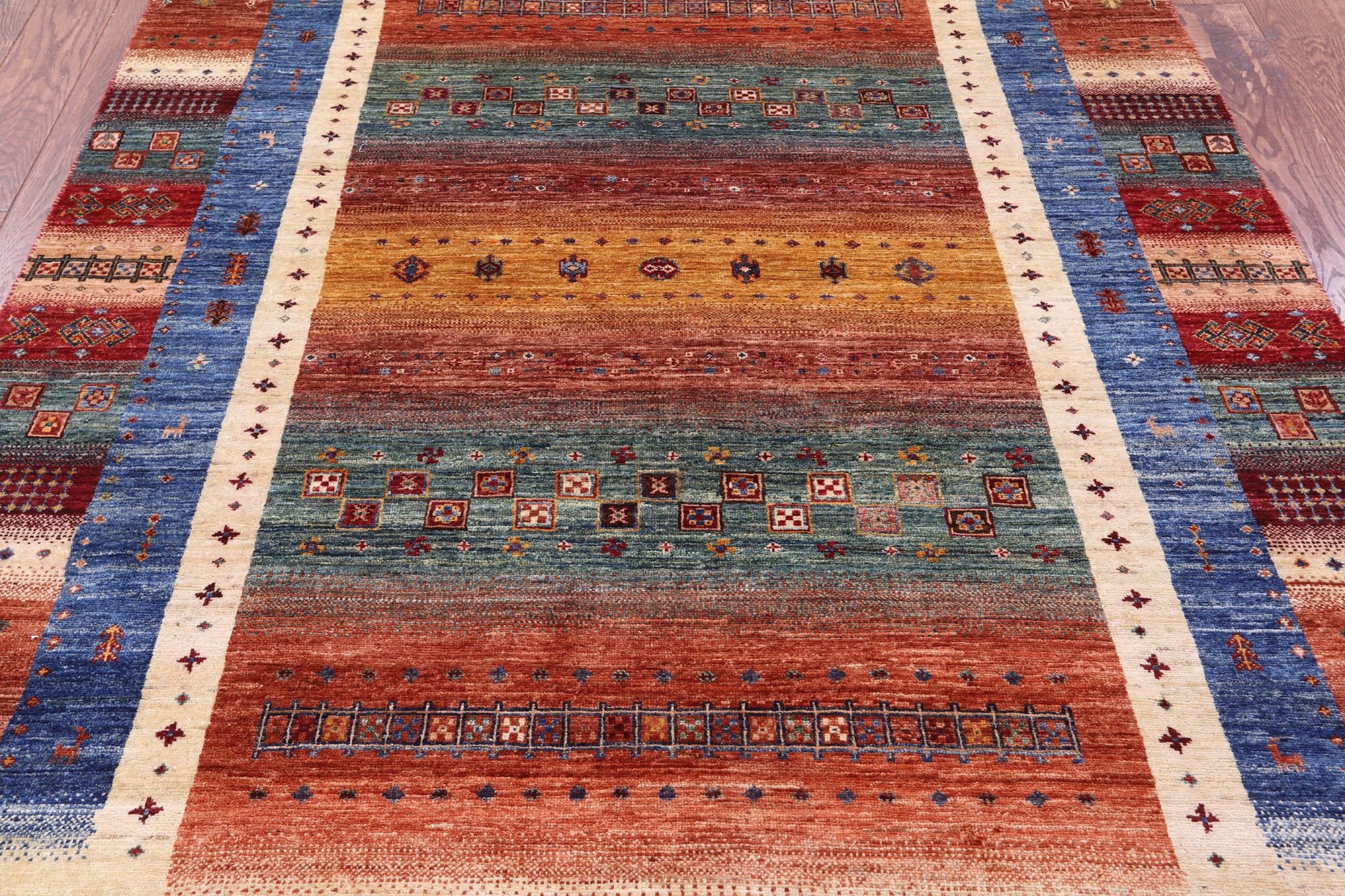 Tribal Persian Gabbeh Hand Knotted Wool Rug - 5' 8" X 8' 2" - Golden Nile