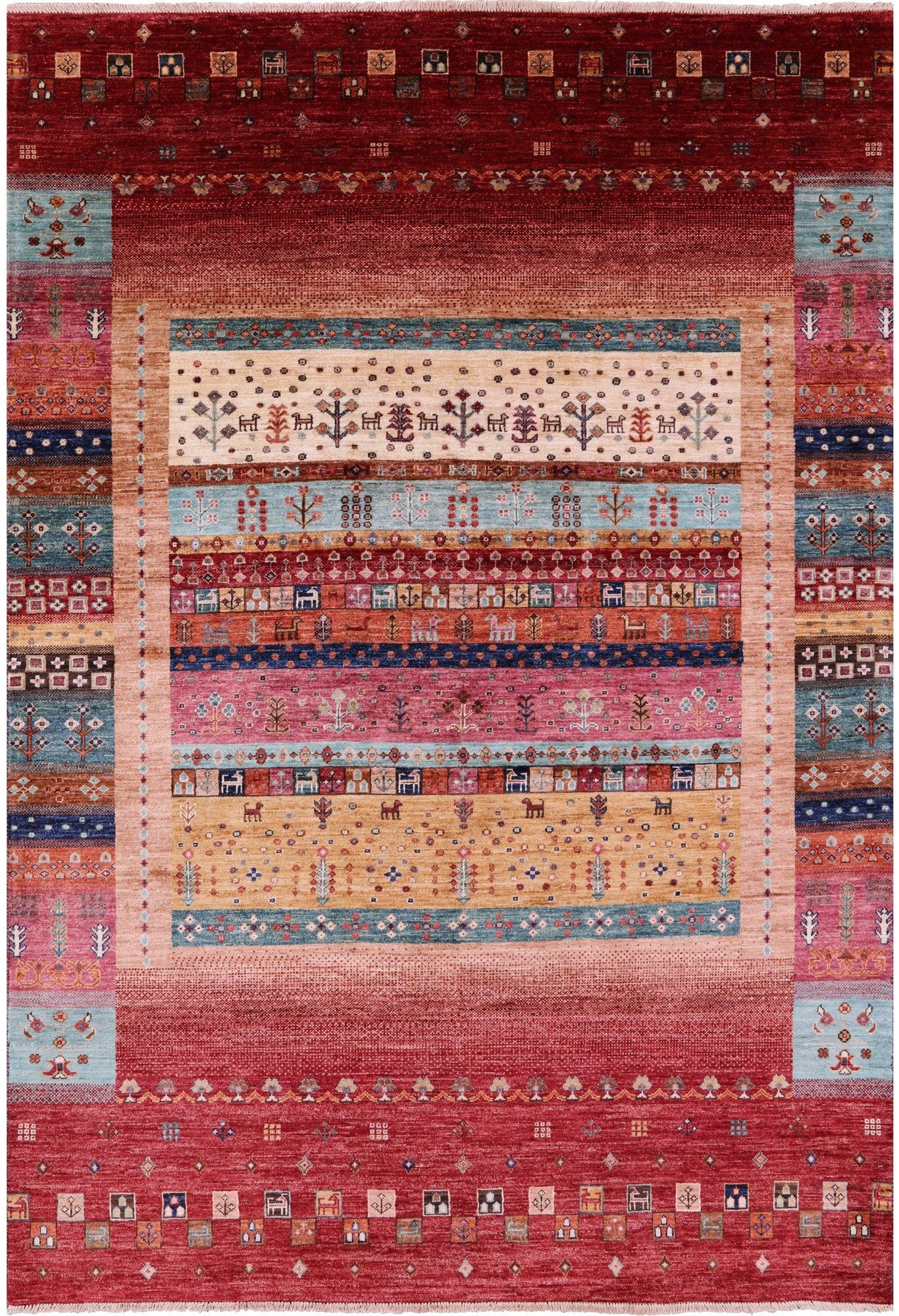 Persian Gabbeh Tribal Hand Knotted Wool Rug - 5' 6" X 8' 1" - Golden Nile