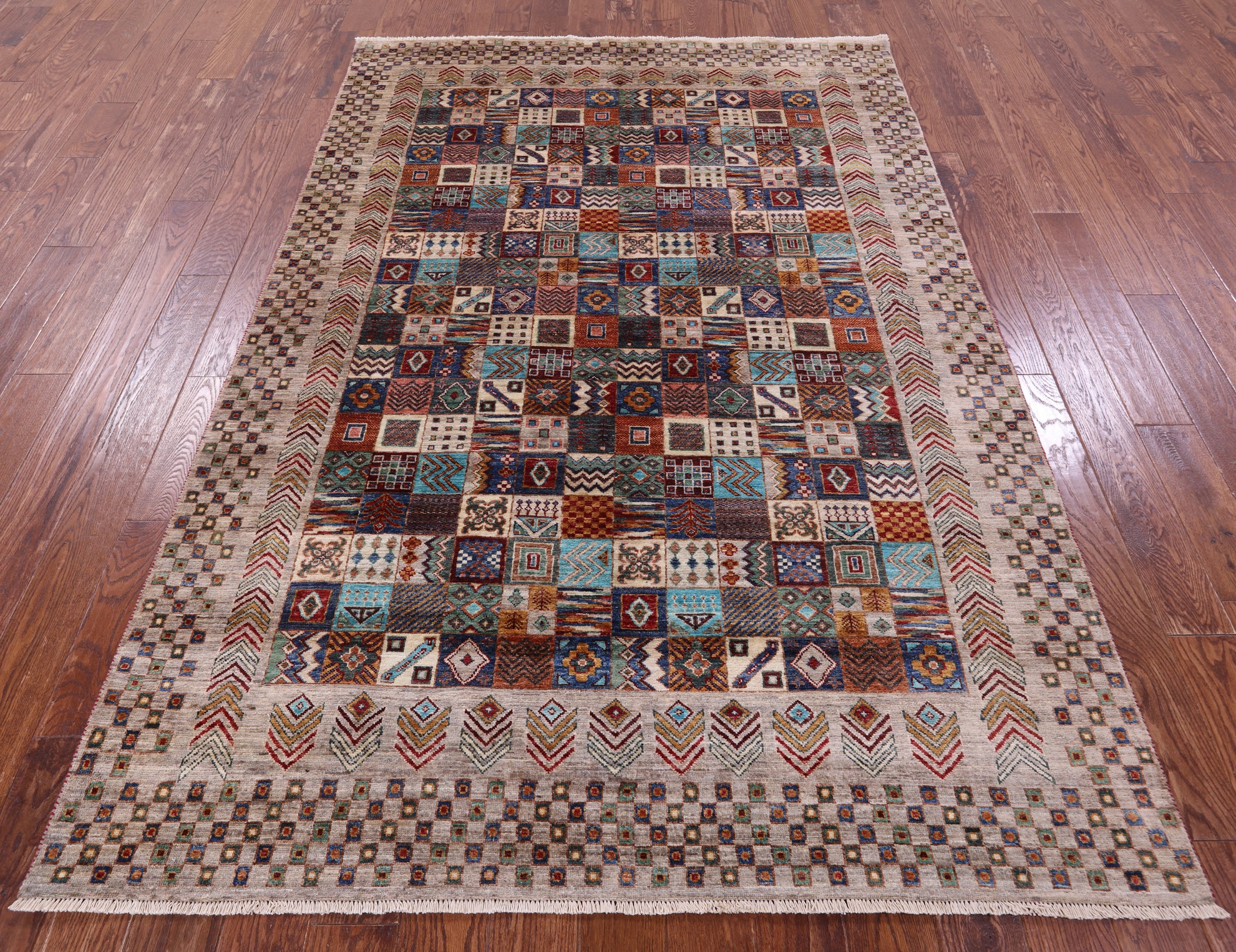 Tribal Persian Gabbeh Handmade Wool Rug - 5' 8" X 8' 6" - Golden Nile