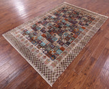 Tribal Persian Gabbeh Handmade Wool Rug - 5' 8" X 8' 6" - Golden Nile