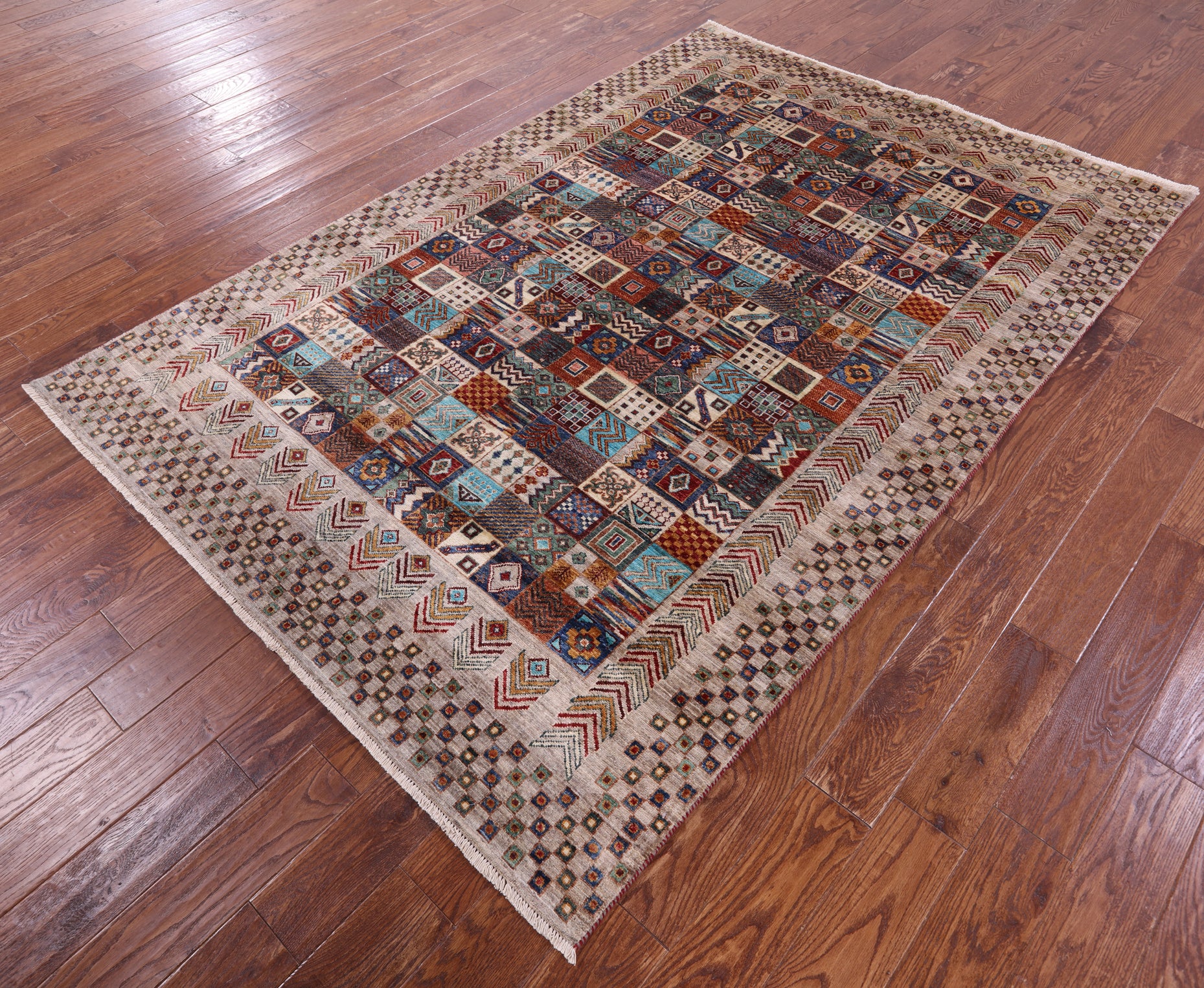 Tribal Persian Gabbeh Handmade Wool Rug - 5' 8" X 8' 6" - Golden Nile