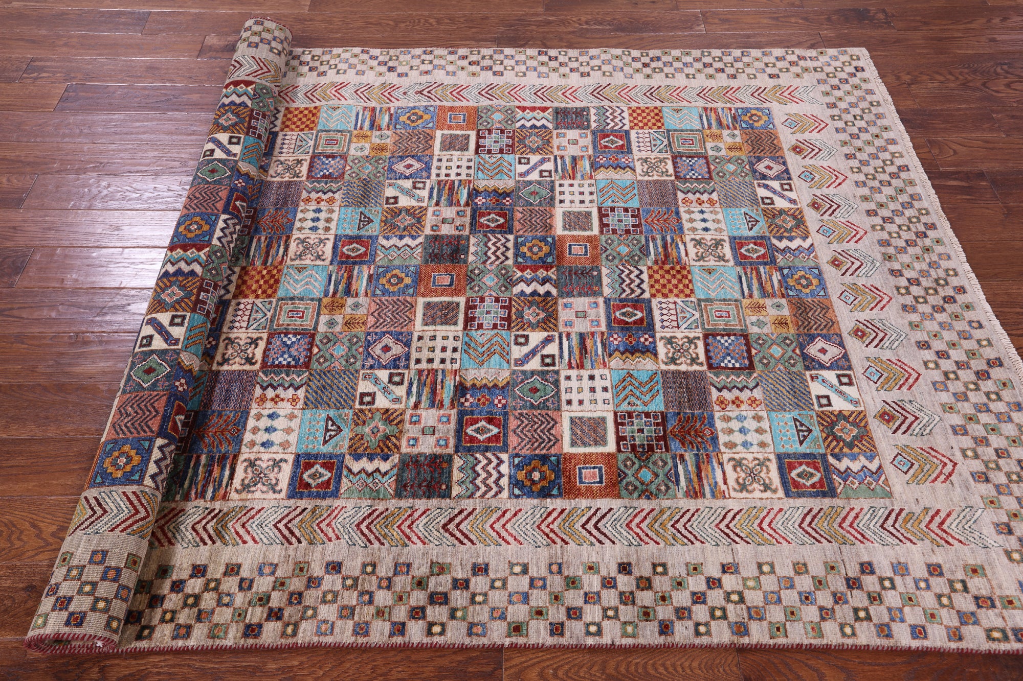 Tribal Persian Gabbeh Handmade Wool Rug - 5' 8" X 8' 6" - Golden Nile