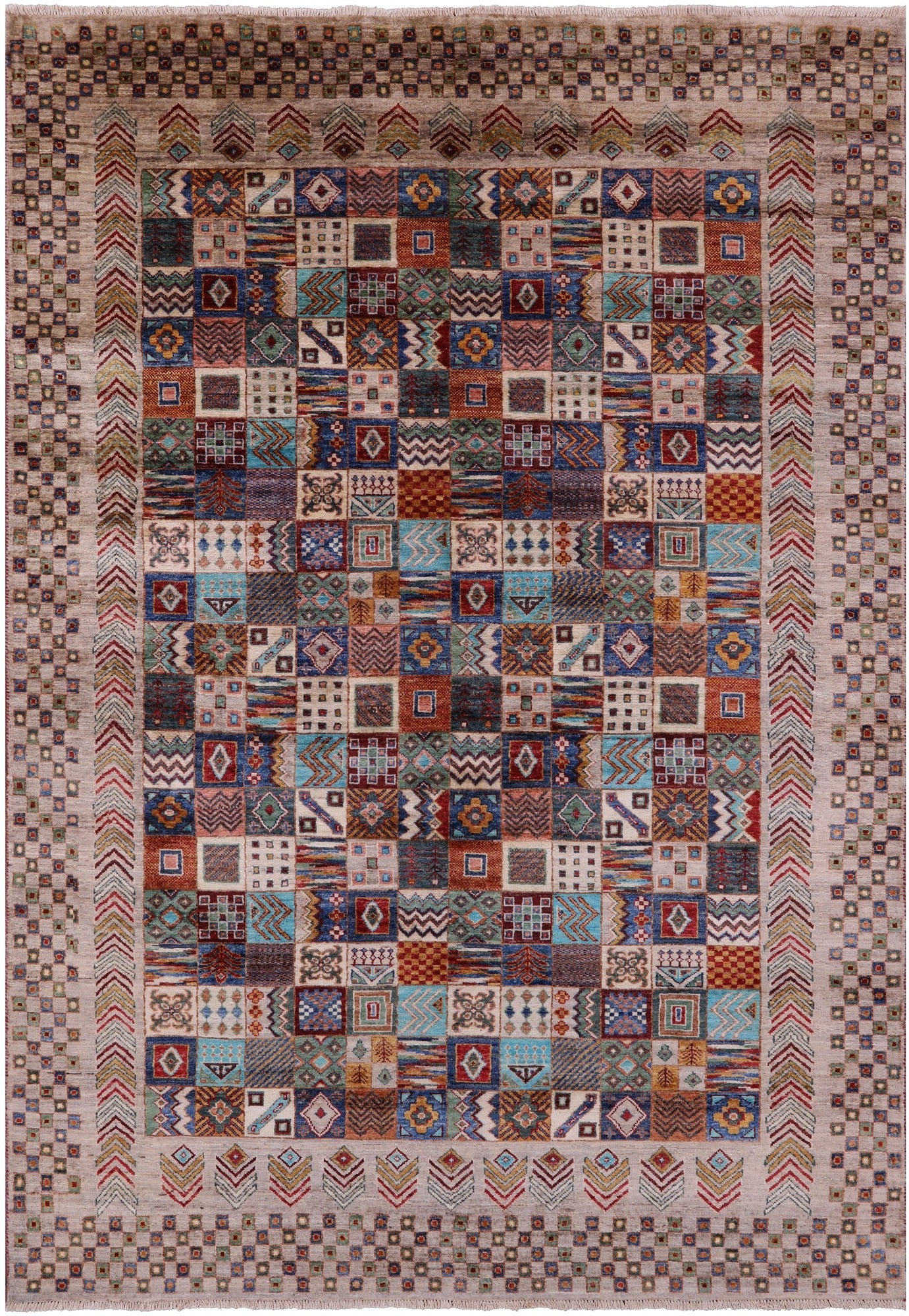 Tribal Persian Gabbeh Handmade Wool Rug - 5' 8" X 8' 6" - Golden Nile