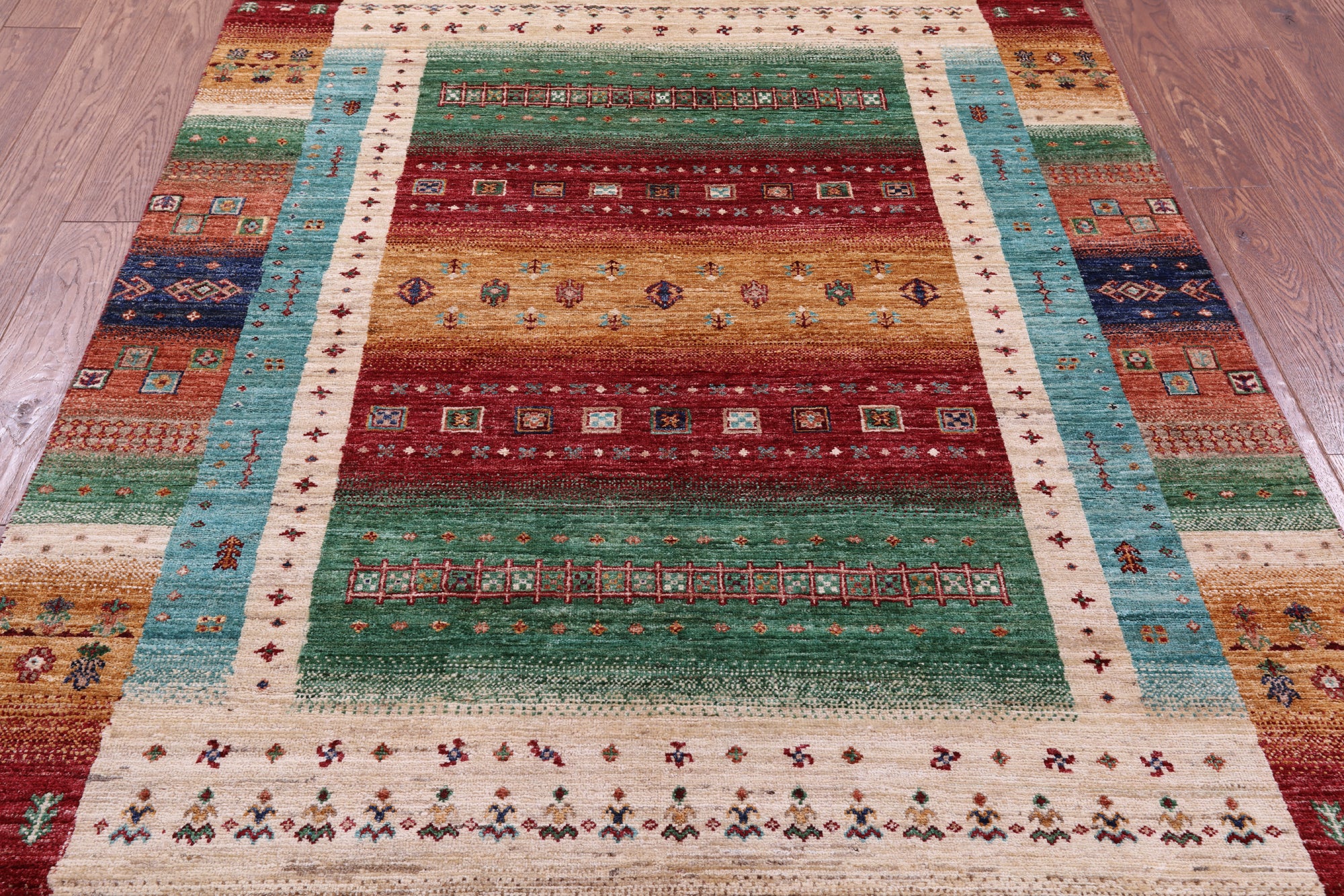 Tribal Persian Gabbeh Hand Knotted Wool Rug - 5' 0" X 7' 0" - Golden Nile
