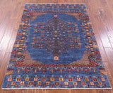 Persian Tribal Gabbeh Hand Knotted Wool Rug - 4' 1" X 5' 9" - Golden Nile