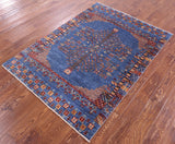 Persian Tribal Gabbeh Hand Knotted Wool Rug - 4' 1" X 5' 9" - Golden Nile
