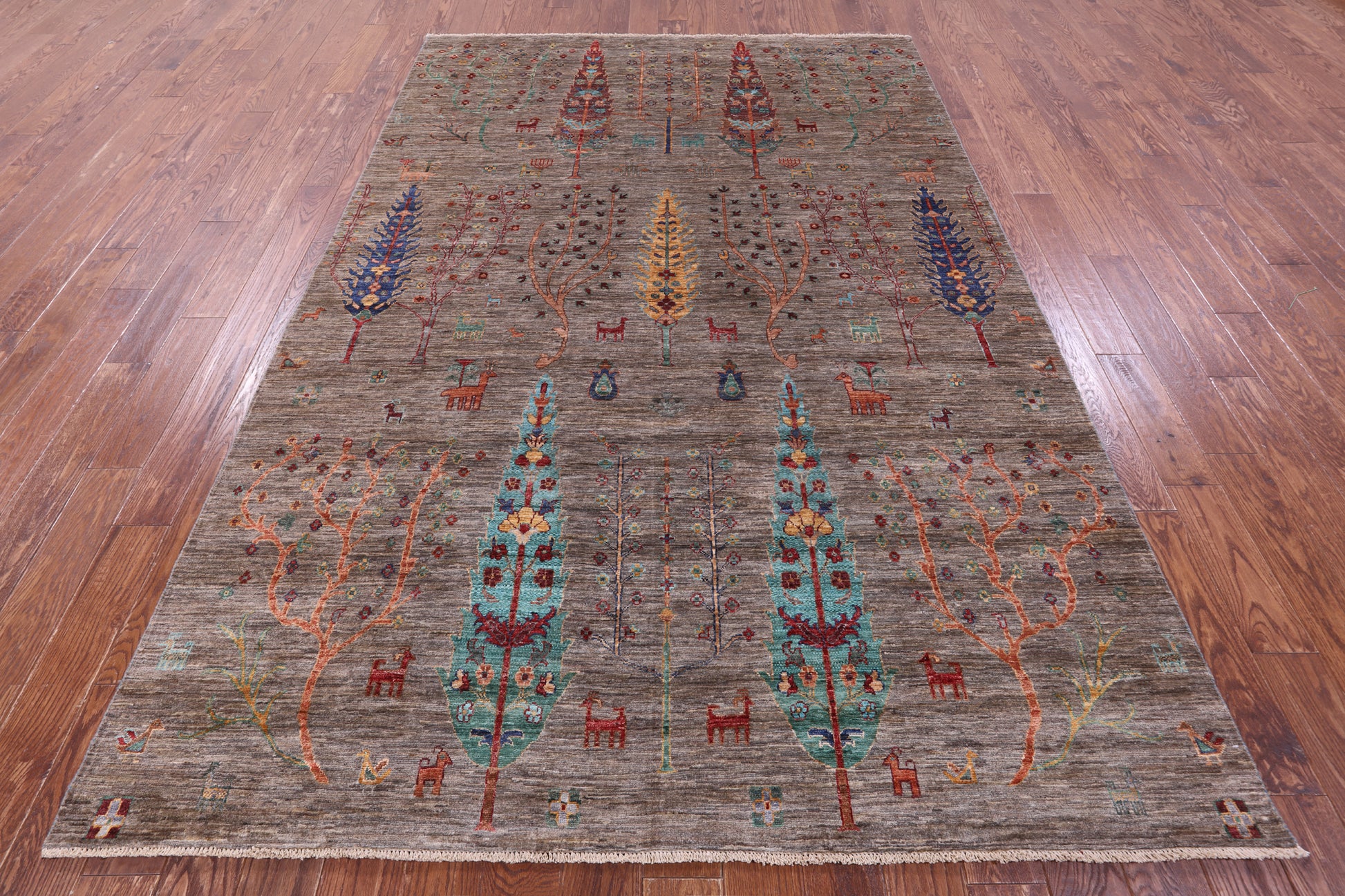 Tribal Persian Gabbeh Handmade Wool Rug - 6' 8" X 10' 0" - Golden Nile