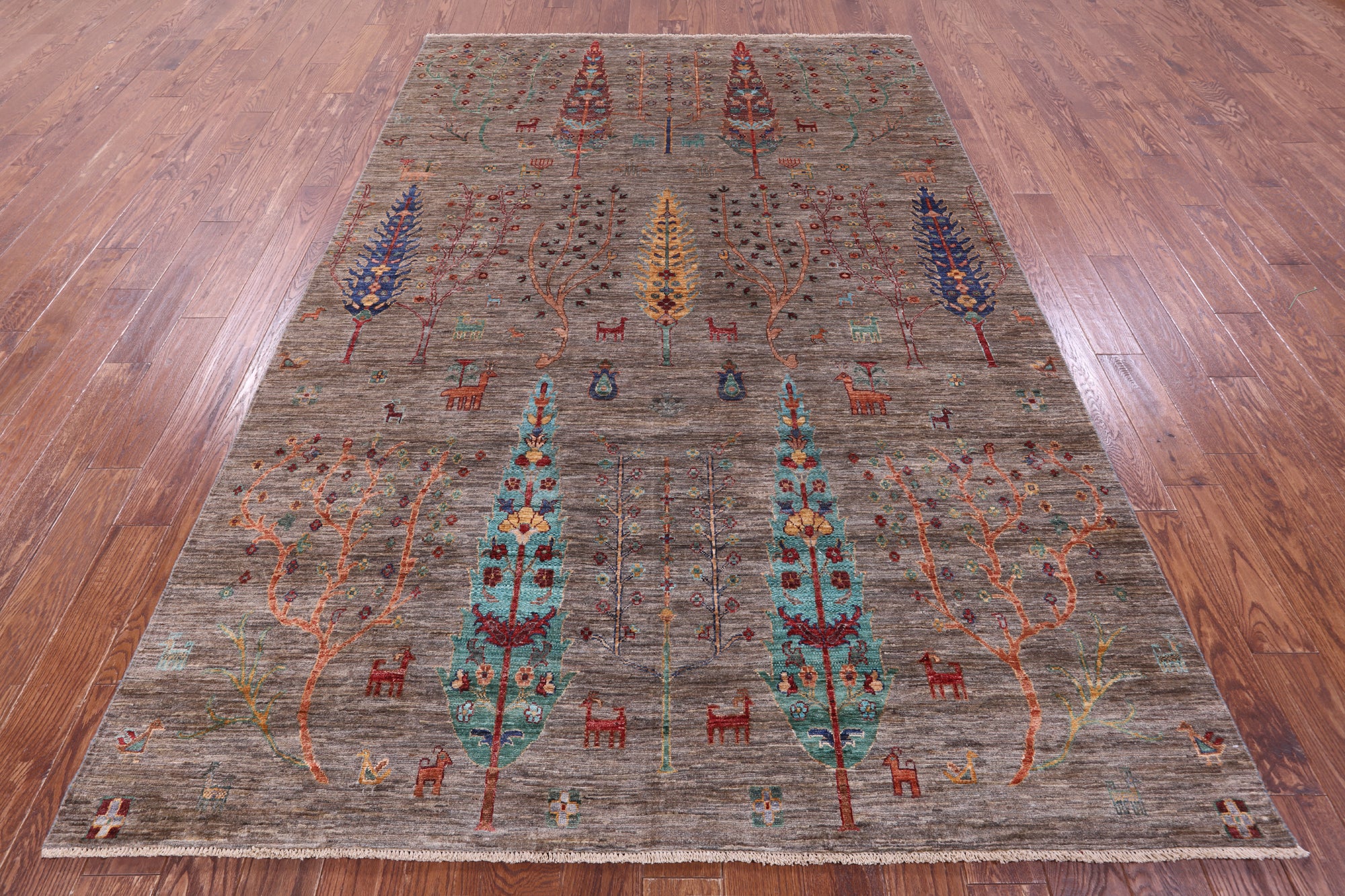 Tribal Persian Gabbeh Handmade Wool Rug - 6' 8" X 10' 0" - Golden Nile