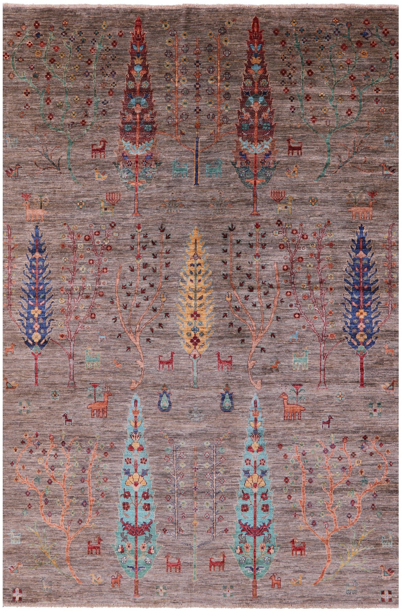 Tribal Persian Gabbeh Handmade Wool Rug - 6' 8" X 10' 0" - Golden Nile
