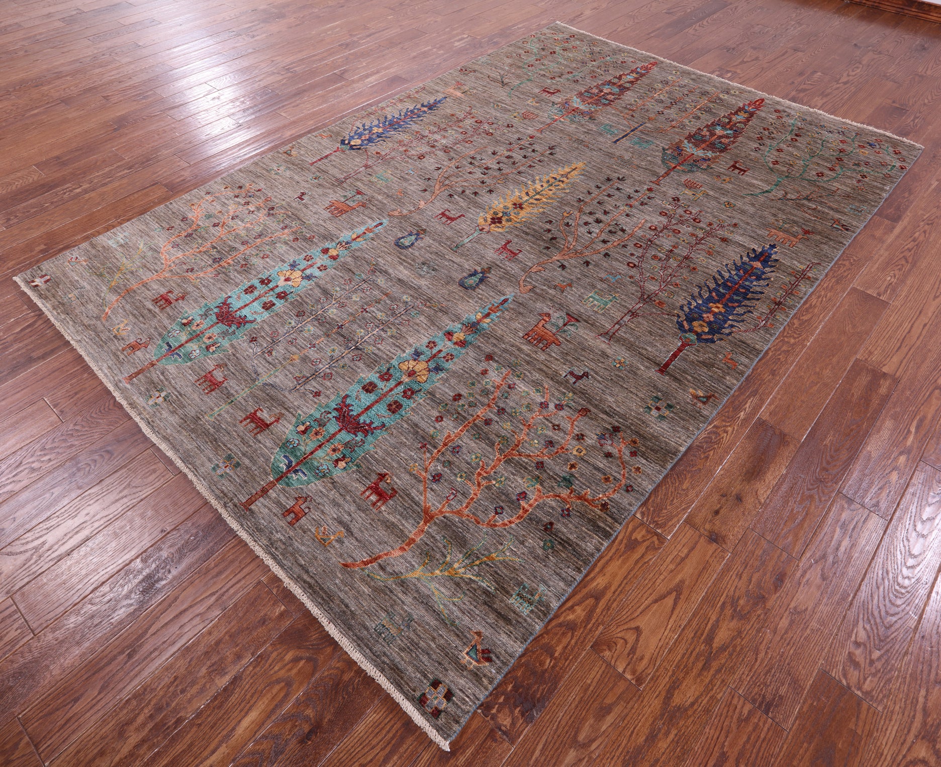 Tribal Persian Gabbeh Handmade Wool Rug - 6' 8" X 10' 0" - Golden Nile