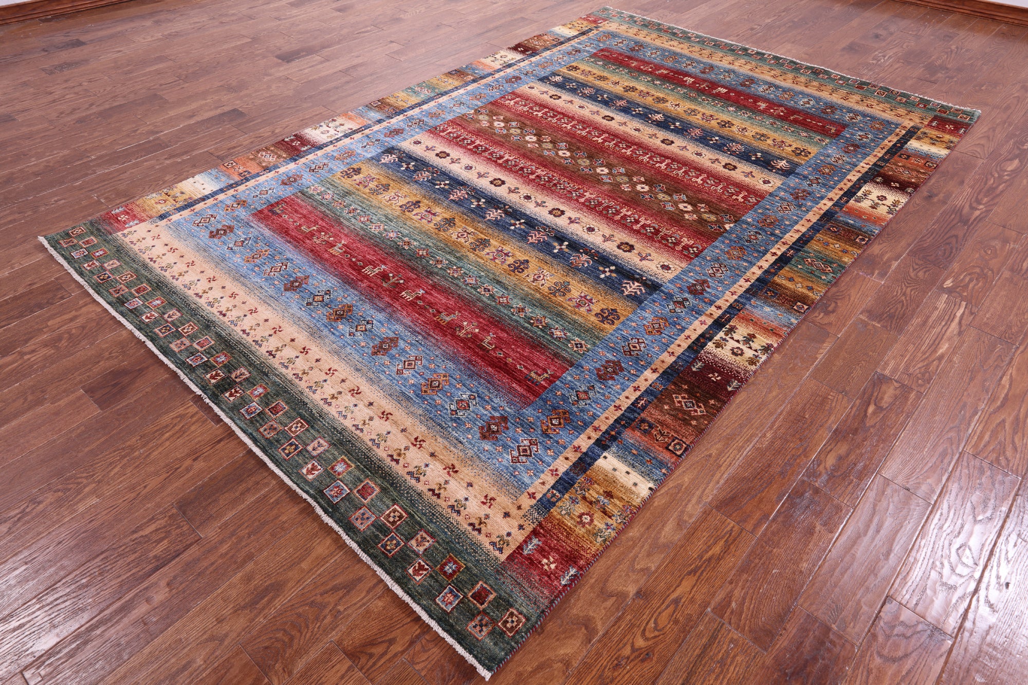 Tribal Persian Gabbeh Hand Knotted Wool Rug - 6' 8" X 10' 4" - Golden Nile