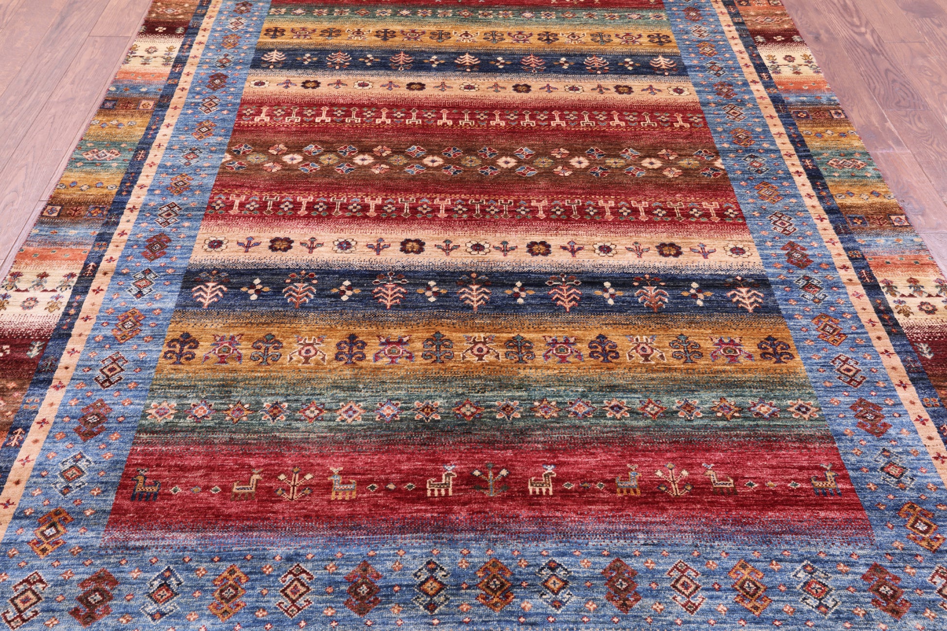 Tribal Persian Gabbeh Hand Knotted Wool Rug - 6' 8" X 10' 4" - Golden Nile