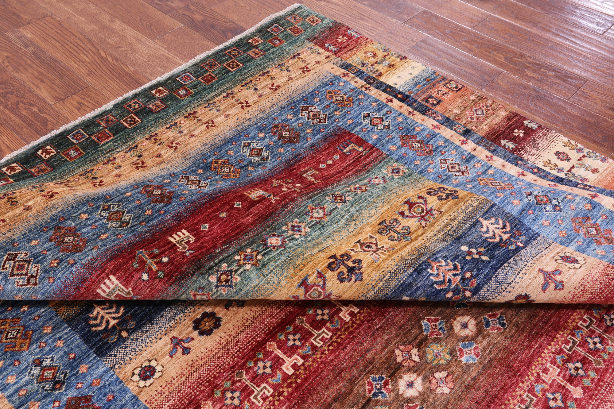 Tribal Persian Gabbeh Hand Knotted Wool Rug - 6' 8" X 10' 4" - Golden Nile