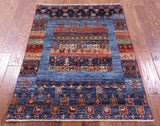 Tribal Persian Gabbeh Hand Knotted Wool Rug - 3' 4" X 4' 8" - Golden Nile