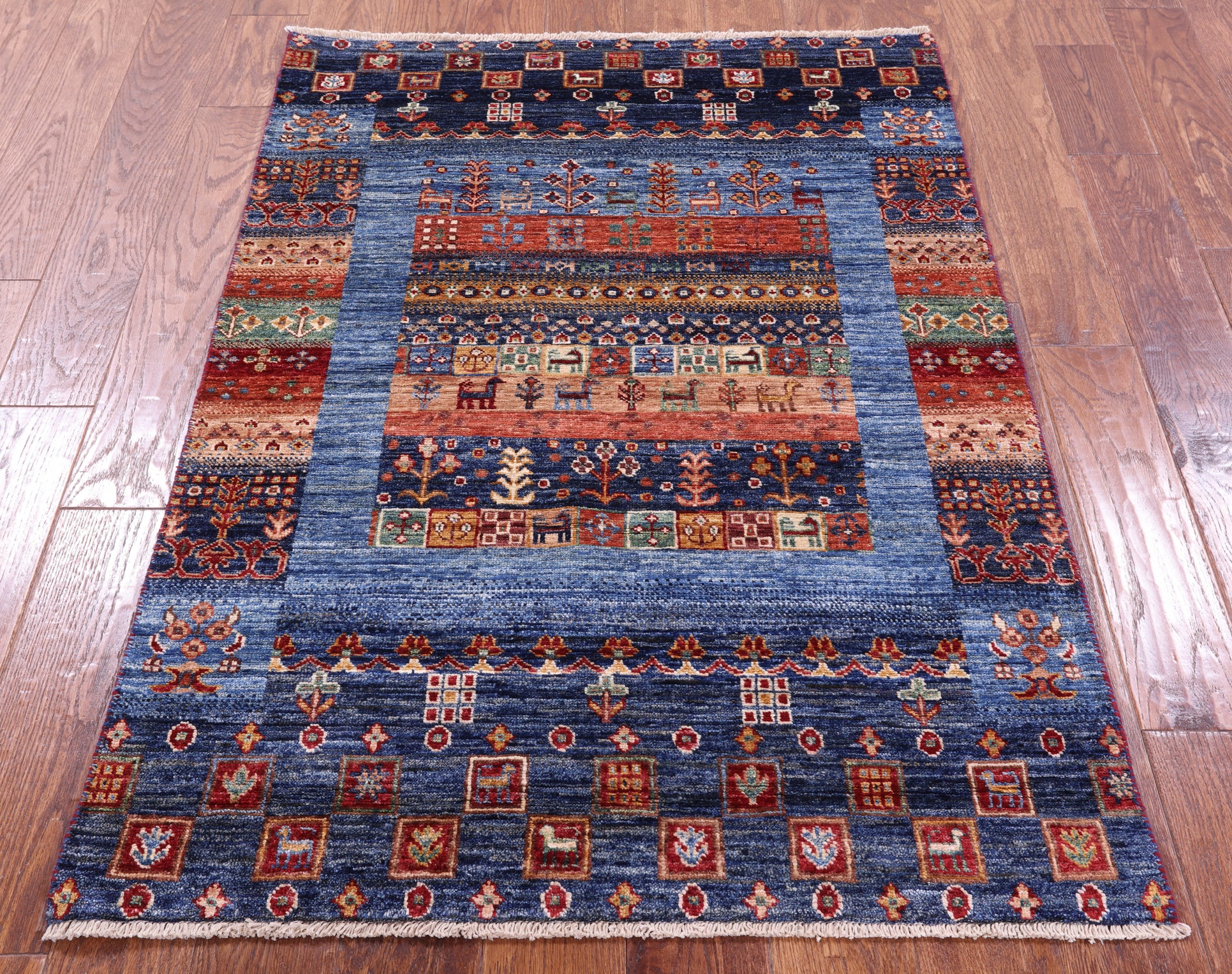 Tribal Persian Gabbeh Hand Knotted Wool Rug - 3' 4" X 4' 8" - Golden Nile