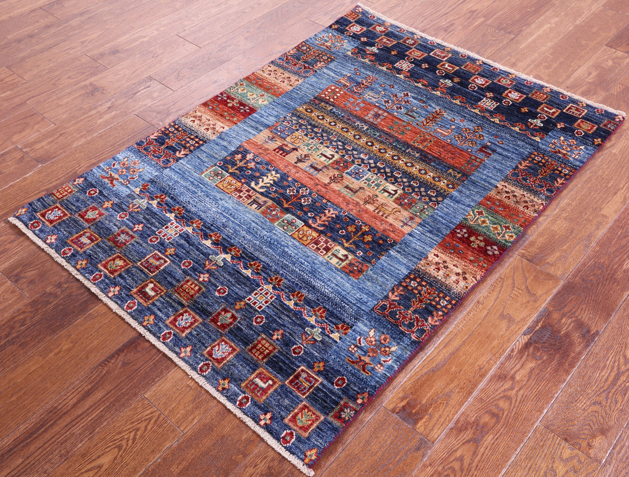 Tribal Persian Gabbeh Hand Knotted Wool Rug - 3' 4" X 4' 8" - Golden Nile