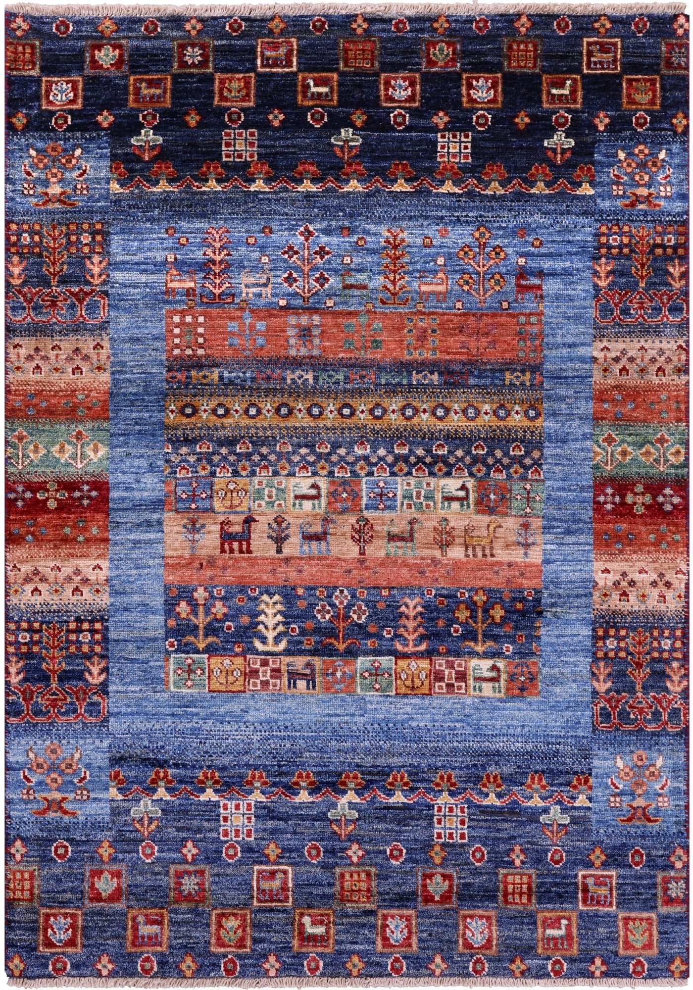 Tribal Persian Gabbeh Hand Knotted Wool Rug - 3' 4" X 4' 8" - Golden Nile