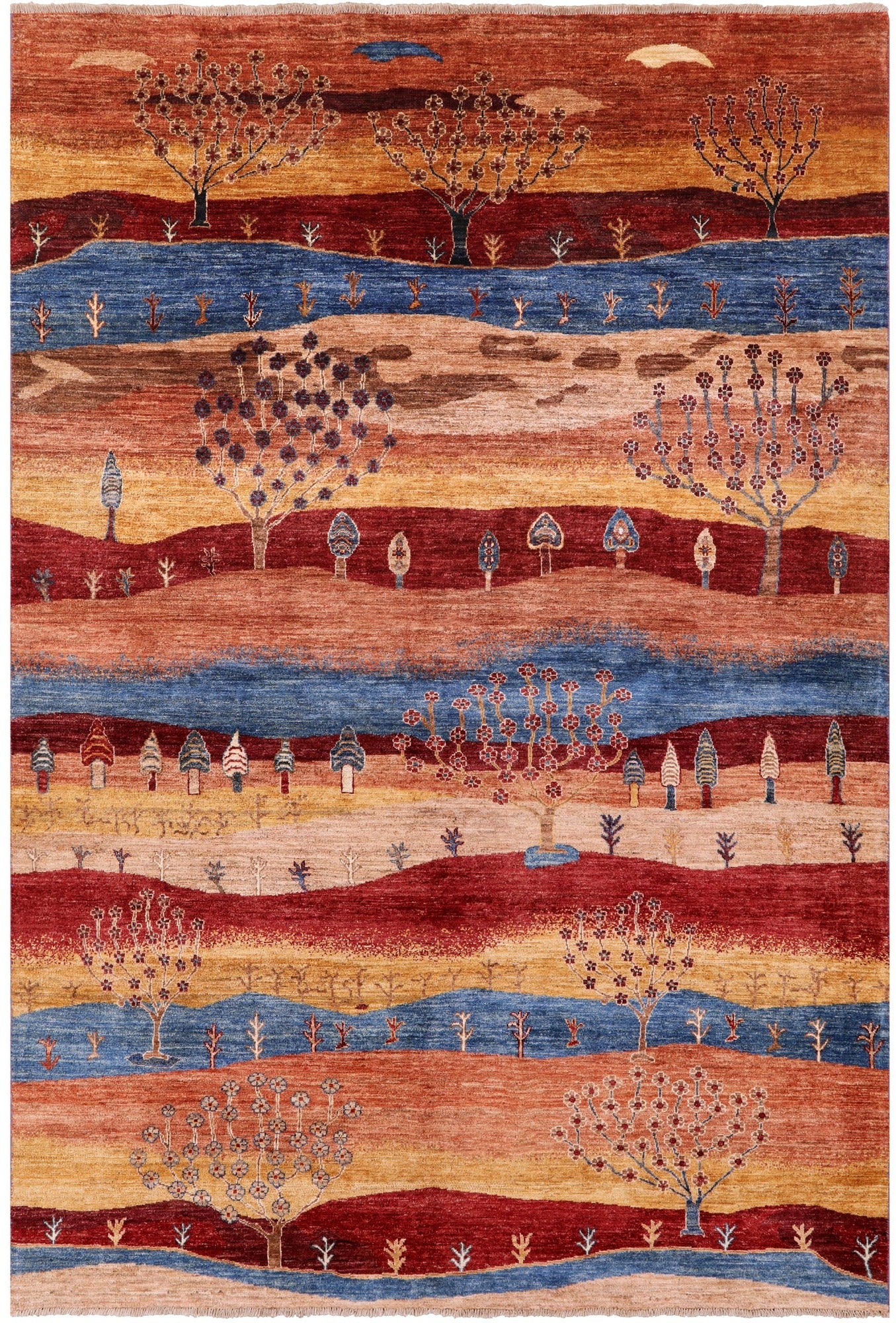 Tribal Persian Gabbeh Hand Knotted Wool Rug - 6' 8" X 9' 9" - Golden Nile