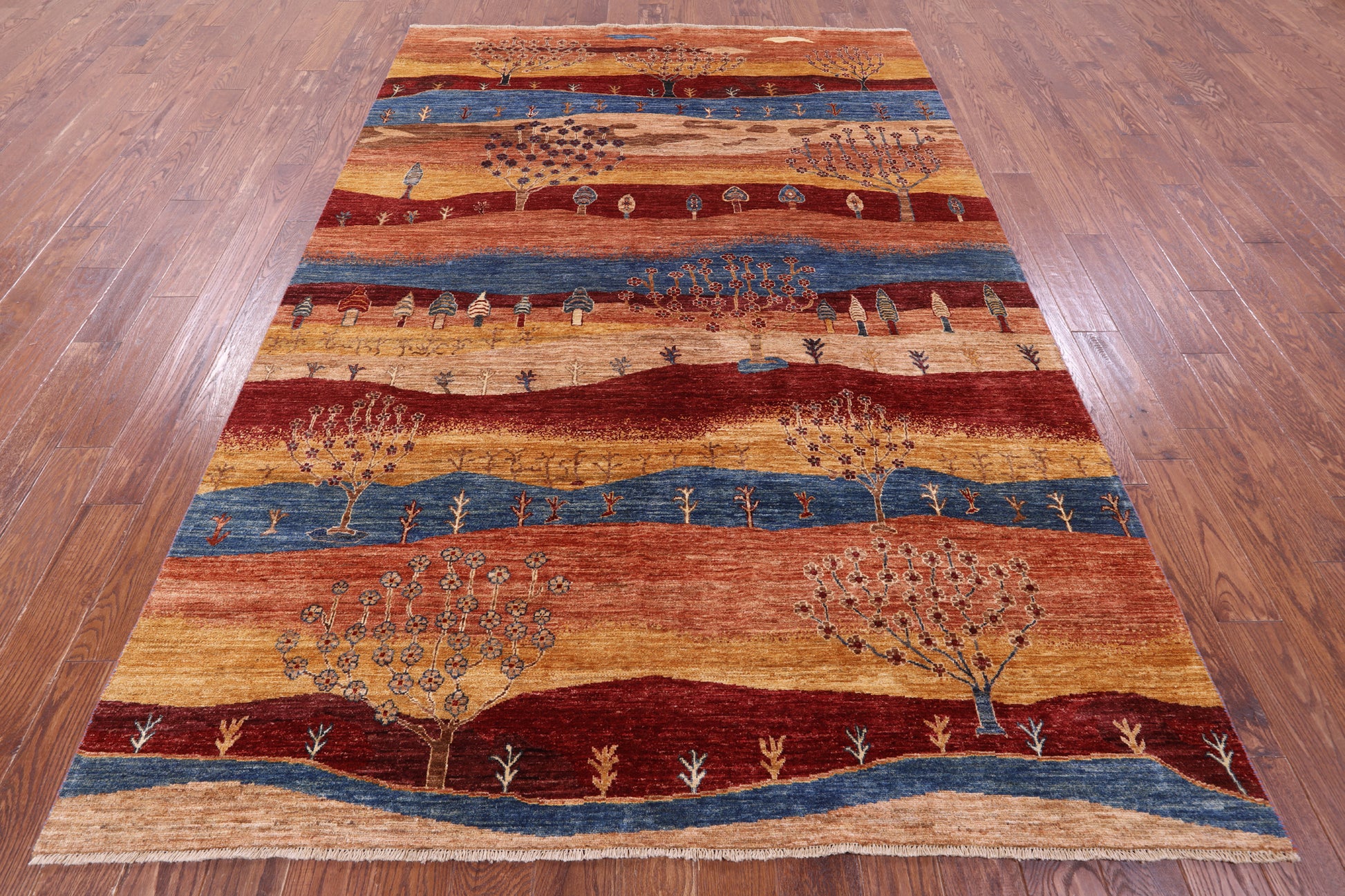 Tribal Persian Gabbeh Hand Knotted Wool Rug - 6' 8" X 9' 9" - Golden Nile