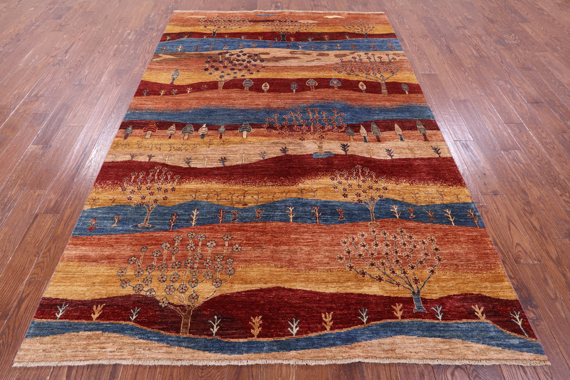 Tribal Persian Gabbeh Hand Knotted Wool Rug - 6' 8" X 9' 9" - Golden Nile